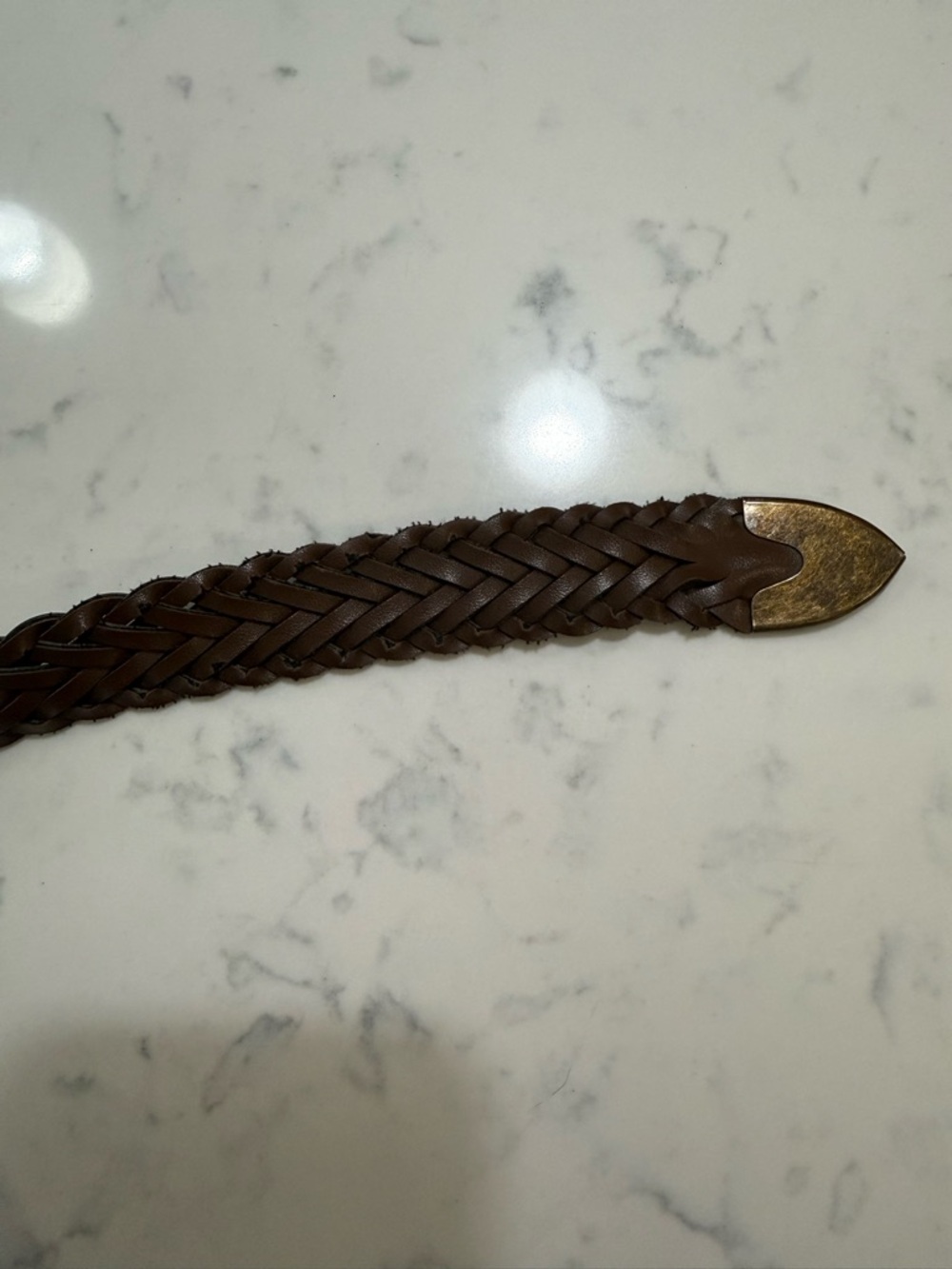 Braided Leather Waist Belt - Brown - Picture 4 of 4